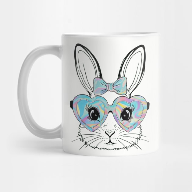 Cute Bunny Rabbit Face Tie Dye Glasses Girl Happy Easter Day by Creatifly Graphic Tees